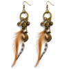E-3990 Bohemian Feather Earrings Exaggerated Long Skull Pendant Drop Earring Punk Style