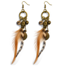 E-3990 Bohemian Feather Earrings Exaggerated Long Skull Pendant Drop Earring Punk Style