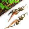 E-3990 Bohemian Feather Earrings Exaggerated Long Skull Pendant Drop Earring Punk Style