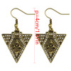 E-4004 Vintage Gold Silver Plated Trangle Hook Earrings Ethnic Rhinestone Dangle Drop Earring for Women Jeweley