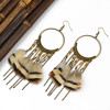 E-3999 Bohemian Fashion Bronze Feather Earrings  Dangle Drop Earring for Women Jeweley