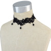 N-6693 Popular Gothic Style Black Lace Flower Resin Beads Pendant Choker Collar Bib Clavicle Necklaces Women & Girls Jewelry