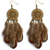 E-3998 Bohemian National Wind Long Personality Retro Drop Dangle Long Tassel Feather Hook Earring for Women