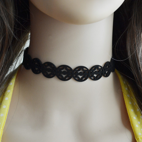 N-6694 Punk Gothic Adjustable Handmade Black Choker Velvet Necklace