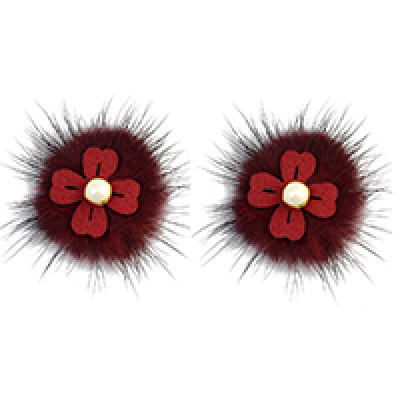 E-4005 Korea Fashion Boho Faux Fur Pearl Flower Ear Stud Earrings for Women Jewelry