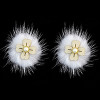 E-4005 Korea Fashion Boho Faux Fur Pearl Flower Ear Stud Earrings for Women Jewelry
