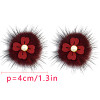 E-4005 Korea Fashion Boho Faux Fur Pearl Flower Ear Stud Earrings for Women Jewelry