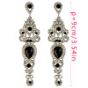 E-3421 New Luxury Purple Black Crystal Silver Plated Bridal Earrings Imitation Gemstone Jewelry Long Earrings for Women