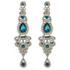 E-3421 New Luxury Purple Black Crystal Silver Plated Bridal Earrings Imitation Gemstone Jewelry Long Earrings for Women