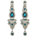 E-3421 New Luxury Purple Black Crystal Silver Plated Bridal Earrings Imitation Gemstone Jewelry Long Earrings for Women