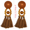 E-4014 8 Colors Fashion Long Section Female Retro Black Crystal Bohemia Fringed Temperament Earring