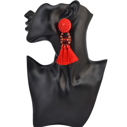 E-4014 8 Colors Fashion Long Section Female Retro Black Crystal Bohemia Fringed Temperament Earring