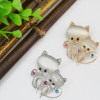 P-0356 Fashion Cute Pin Brooch Cat's Eye Stone Crystal Rhinestone Fox Design