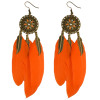 E-4018 5 colors Bohemian Vintage Bronze Long Feather  Drop Hook Flower Earring Dangle Earrings for Women