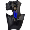 E-4018 5 colors Bohemian Vintage Bronze Long Feather  Drop Hook Flower Earring Dangle Earrings for Women