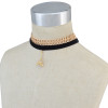 N-6700 3Pcs/Set Punk Gold Plated Chain Gothic Sexy Choker Eiffel Tower Charm Fabric Collar Necklace Women Jewelry