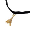 N-6700 3Pcs/Set Punk Gold Plated Chain Gothic Sexy Choker Eiffel Tower Charm Fabric Collar Necklace Women Jewelry