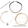 N-6701 3Pcs/Set Punk Style Gold Plated Alloy Chain Black Leather Rhinestone Rudder shape Charm  Choker Collar Short Necklace Women Jewelry