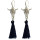 E-4025 Bohemian Handmade Rope Chain Cattle Pendant Rope Tassel Earrings for Women