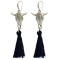 E-4025 Bohemian Handmade Rope Chain Cattle Pendant Rope Tassel Earrings for Women