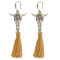 E-4025 Bohemian Handmade Rope Chain Cattle Pendant Rope Tassel Earrings for Women