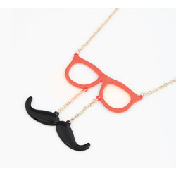 N-2753 New Arrival Cute Gold Plated Chain Beard Glasses Pendant Necklace