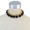 N-6722 Bohemia Gold Plated Box Chain Choker Alloy Bell Plush Ball Charms Collar Short Necklace Adjustable Women Jewelry, Black/Grey/Red Color