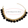 N-6722 Bohemia Gold Plated Box Chain Choker Alloy Bell Plush Ball Charms Collar Short Necklace Adjustable Women Jewelry, Black/Grey/Red Color