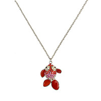 N-6720 Bohemian Silver Fashion Inlay Crystal Rhinestone Little Goldfish Pendant Necklace Women & Girls Jewelry