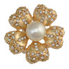 P-0362 Fashion Flowers Rhinestones Crystal Pearl Scarf Buckle Brooch for Women