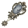 P-0357 Vintage Retro Brooch Pins Victoria Palace Antique Relief Queen Head Portrait Rhinestone Flower Shape Brooches For Women Accessory