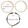 N-6708 3Pcs/Set Punk Style Black Velvet Double Gold Alloy Chains Choker Short Clavicle Necklace Rhinestone Tree Shape Pendant Women Jewelry
