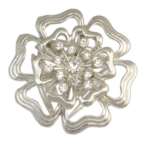 P-0361 Bohomian Style Vintage Gold Silver Plated Alloy Flower Shape Crystal Scarf Buckle Brooch Women & Girl Accessory
