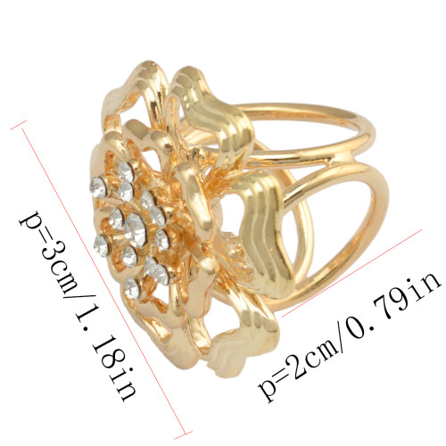 P-0361 Bohomian Style Vintage Gold Silver Plated Alloy Flower Shape Crystal Scarf Buckle Brooch Women & Girl Accessory