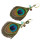 E-4021 Bohemian Retro Handmade Earrings Green Peacock Tail Feather Drop Dangle Earring for Women