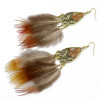 E-4019 Bohemian Indian Vintage Retro Style Gold Plated Alloy Butterfly Shape Red Yellow Feather Tassel Dangle Drop Long Earrings For Women Jewelry