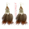 E-4019 Bohemian Indian Vintage Retro Style Gold Plated Alloy Butterfly Shape Red Yellow Feather Tassel Dangle Drop Long Earrings For Women Jewelry