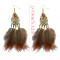 E-4019 Bohemian Indian Vintage Retro Style Gold Plated Alloy Butterfly Shape Red Yellow Feather Tassel Dangle Drop Long Earrings For Women Jewelry
