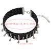 N-6719 Punk Style Black Leather Rope Braid Choker Alloy Waterdrop Charms Short Clavicle Wide Necklace Women Jewelry