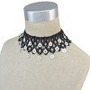 N-6718 Bohemian Style Braid Black Rope Choker Coins Charms Short Clavicle Wide Necklace Women Jewelry