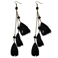 E-4027 3 Styles Bohemian Bronze Alloy Hook Earring Feather Tassel Chain Dangle Long Earrings for Women Jewelry