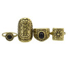 R-1430 4 Pcs/ set Vintage Retro Turkish Gypsy Style Gold Silver Plated Alloy Inlay Resin Beads Midi Knuckle Finger Ring For Women Jewelry
