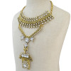 N-6725 Bohemia Rhinestone Long Pendant Necklace Fashion Gold Plated Crystal Charm Choker Necklaces for Women Jewelry