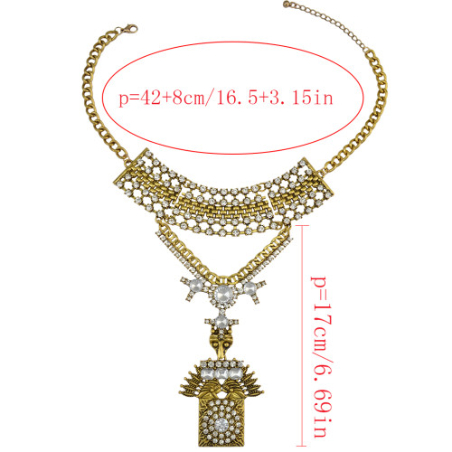 N-6725 Bohemia Rhinestone Long Pendant Necklace Fashion Gold Plated Crystal Charm Choker Necklaces for Women Jewelry