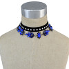 N-6465 bohemian vintage style  black leather chain crystal pendant  collar necklace for women jewelry