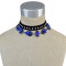 N-6465 bohemian vintage style  black leather chain crystal pendant  collar necklace for women jewelry