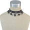 N-6465 bohemian vintage style  black leather chain crystal pendant  collar necklace for women jewelry