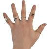 R-1431 9pcs/set Bohemian Silver Joint Knuckle Nail Midi Ring Inlay Crystal Rhinestone Finger Rings For Women Jewelry