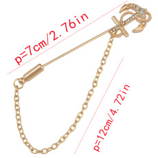 P-0367 Fashin Gold Silver Plated Alloy Rhinestone Rudder Scissors Shape Brooches Pins Suit Jacket Unisex Accessory