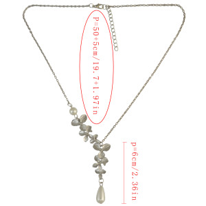 N-6724 Fashion Vintage Pendant Charm Chain Flower Pearl Adjustable Necklace for Women